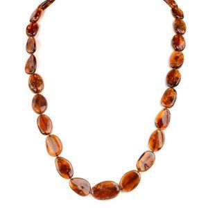 JTYDS Cognac Baltic Amber Beaded Necklace Twist Clasp 28"